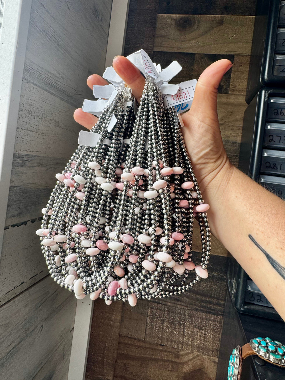 15 Inch Pink Conch Saucer Necklace and Sterling Silver Beads Necklaces Shopify Collective The Bijoux FAB Jewelry The Bijoux FAB Jewelry