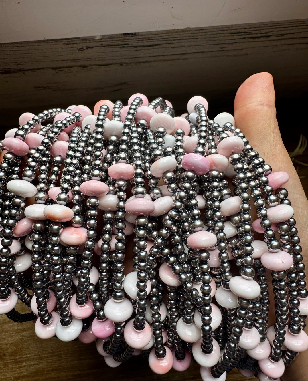 15 Inch Pink Conch Saucer Necklace and Sterling Silver Beads Necklaces Shopify Collective The Bijoux FAB Jewelry The Bijoux FAB Jewelry