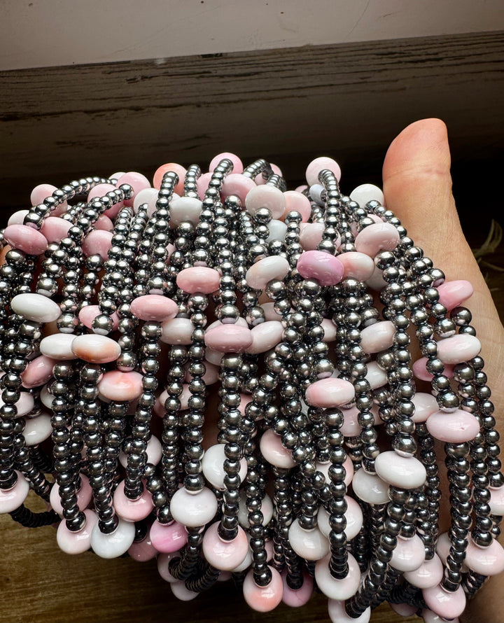 15 Inch Pink Conch Saucer Necklace and Sterling Silver Beads Necklaces Shopify Collective The Bijoux FAB Jewelry The Bijoux FAB Jewelry