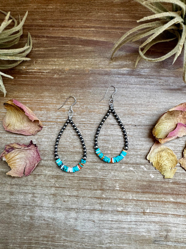 Sterling Silver Pearl & Colorful Heishi Drop Earrings Earrings Shopify Collective The Bijoux FAB Jewelry The Bijoux FAB Jewelry