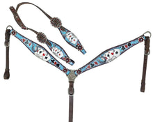 Load image into Gallery viewer, Showman ® Electric Aces One Ear Headstall and Breast Collar Set
