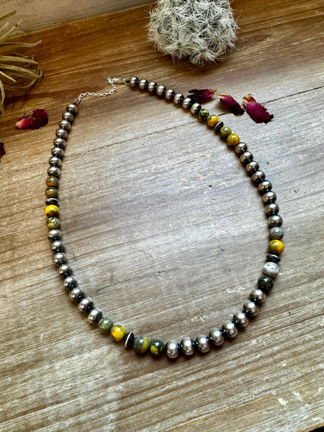 18 inch 8 mm Sterling Silver Pearls necklace and bumblebee jasper beads Necklaces Shopify Collective The Bijoux FAB Jewelry The Bijoux FAB Jewelry