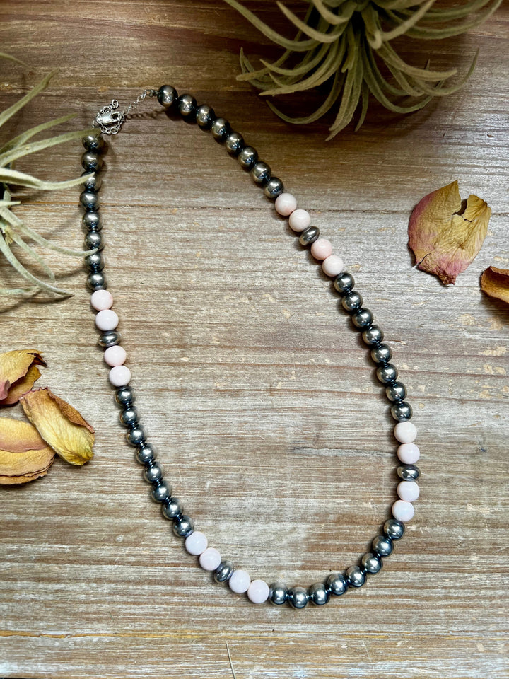Pink Conch & Sterling Silver Necklace – 8 mm Pearls – 19 Inch + Extender Necklaces Shopify Collective The Bijoux FAB Jewelry The Bijoux FAB Jewelry