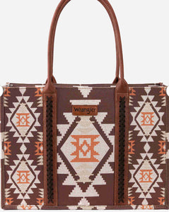 Wrangler Allover Aztec Dual Sided Print Canvas Wide Tote