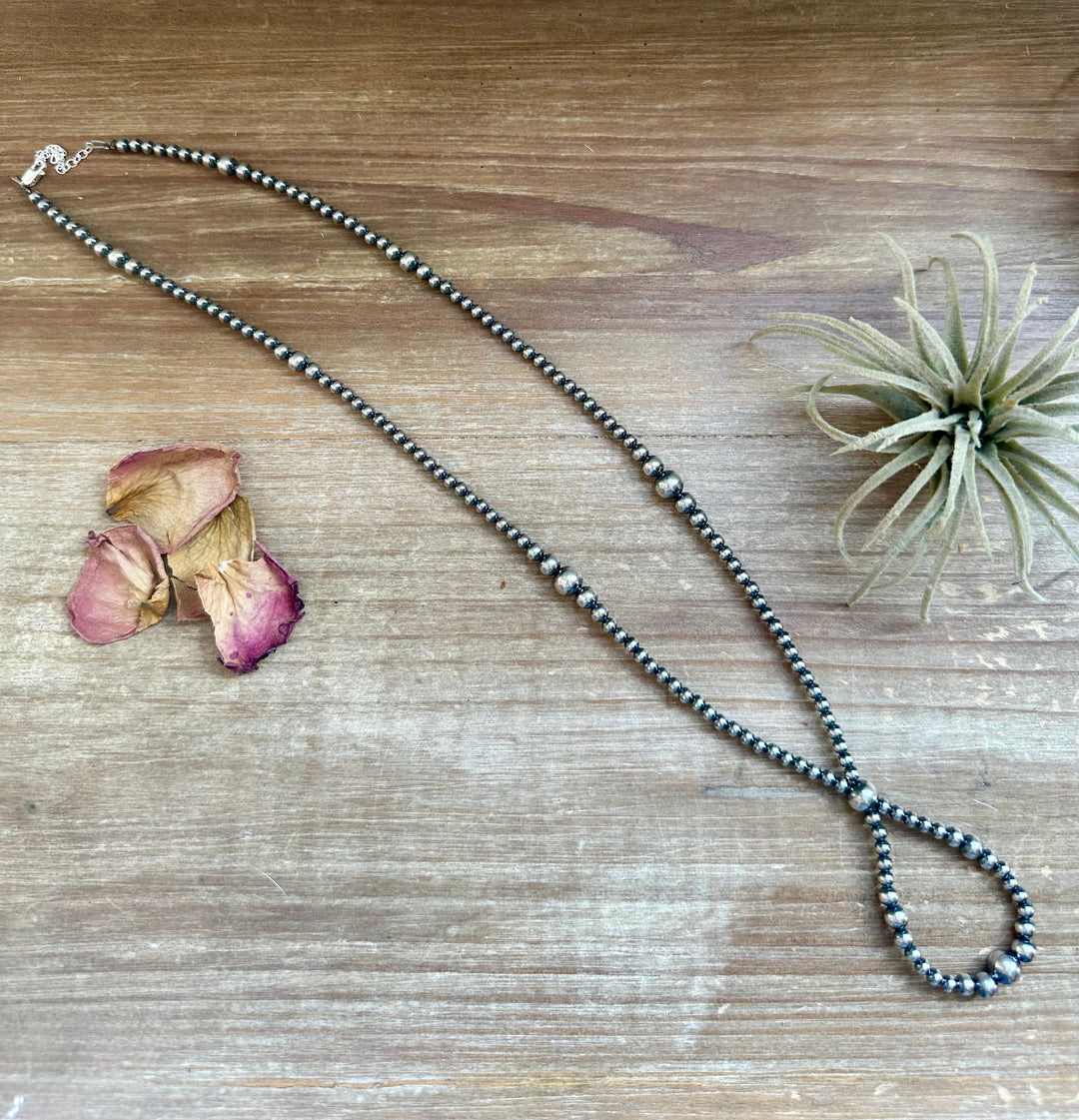 23 inch graduated Sterling Silver Pearls hoop necklace Necklaces Shopify Collective The Bijoux FAB Jewelry The Bijoux FAB Jewelry