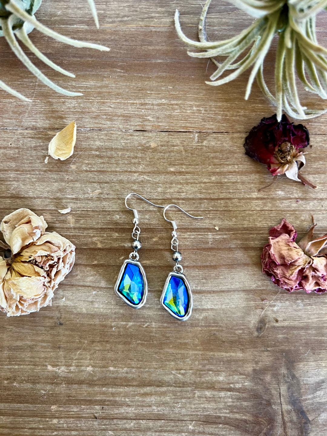 Blue/green dangle and Sterling silver pearls earrings - cowgirl earrings Earrings Shopify Collective The Bijoux FAB Jewelry The Bijoux FAB Jewelry