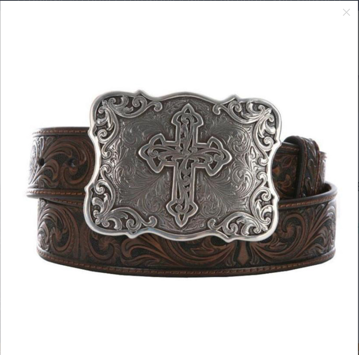 NOCONA WOMEN'S BROWN EMBOSSED CROSS BELT N3483802 Belts Nocona