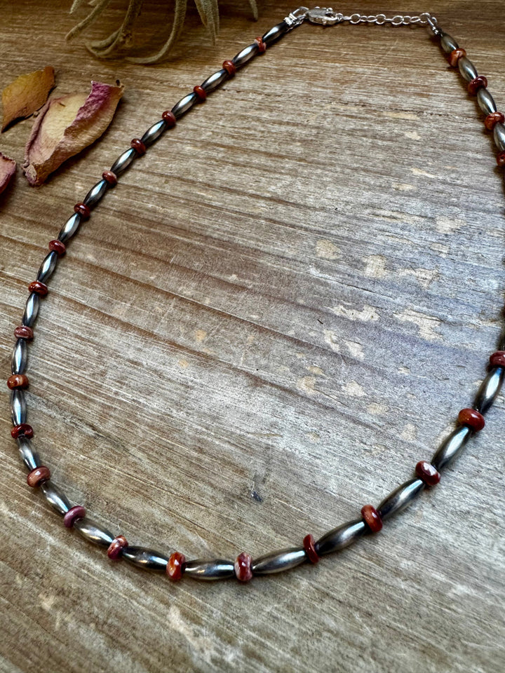 14-Inch Sterling Silver Torpedo & Spiny Oyster Heishi Choker Choker Shopify Collective The Bijoux FAB Jewelry The Bijoux FAB Jewelry
