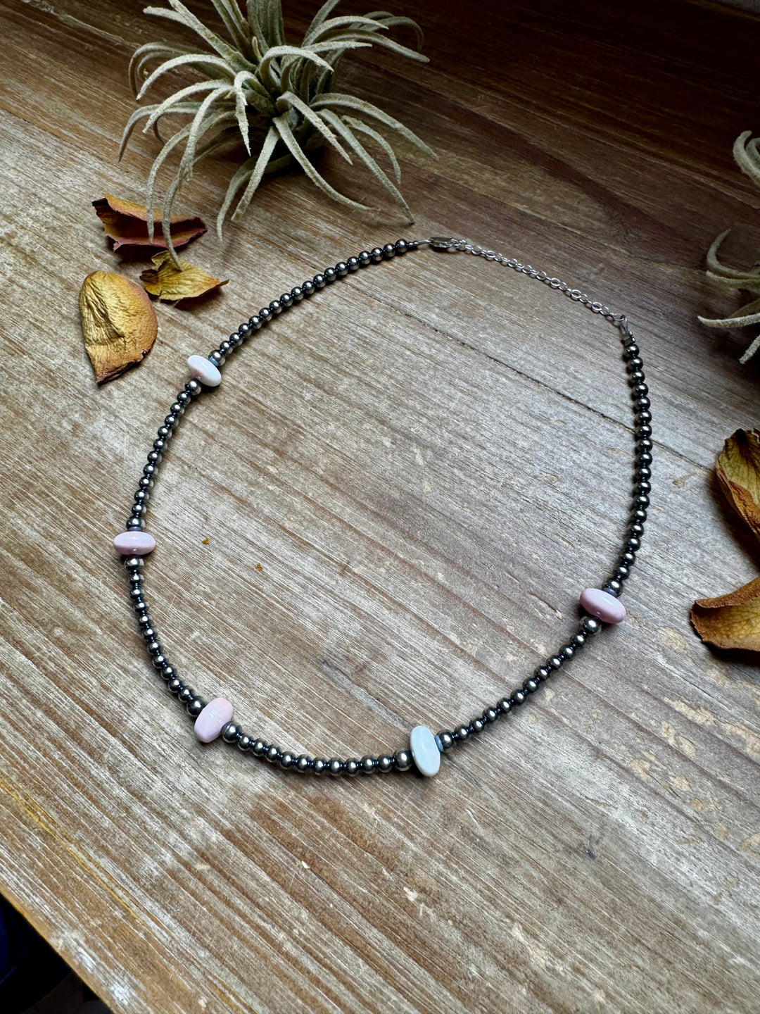 15 Inch Pink Conch Saucer Necklace and Sterling Silver Beads Necklaces Shopify Collective The Bijoux FAB Jewelry The Bijoux FAB Jewelry