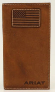 Ariat Medium Brown Flag Patch Rodeo Wallet
