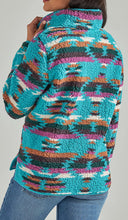 Load image into Gallery viewer, WOMENS PRINT QUARTER-ZIP SHERPA PULLOVER:DARK TEAL
