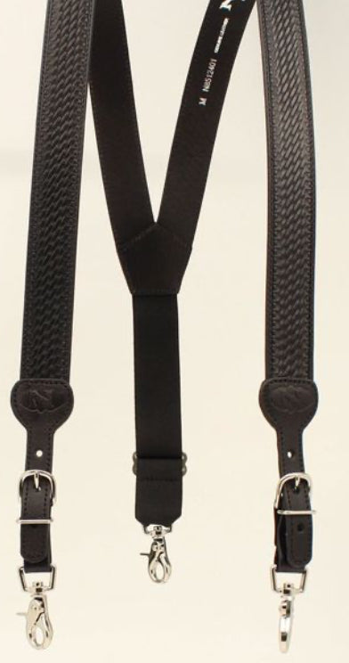 Nocona Belt Mens Basic Basket Leather Suspender Brown/Black belt Men's M & F