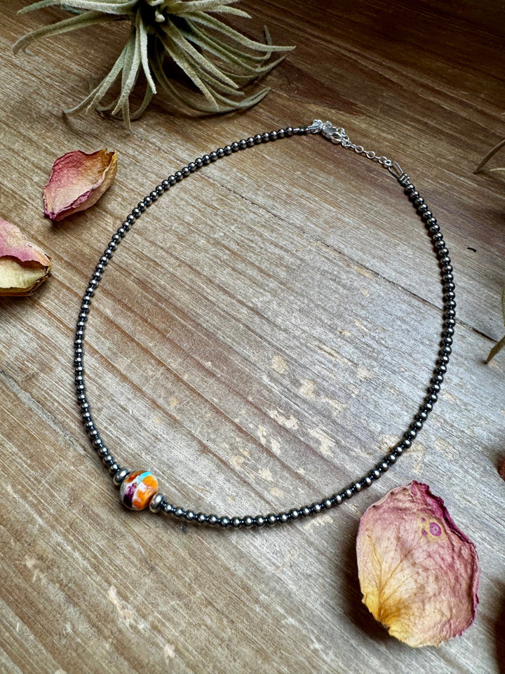 14-Inch Sterling Silver Pearl & Mojave Bead Choker Necklaces Shopify Collective The Bijoux FAB Jewelry The Bijoux FAB Jewelry