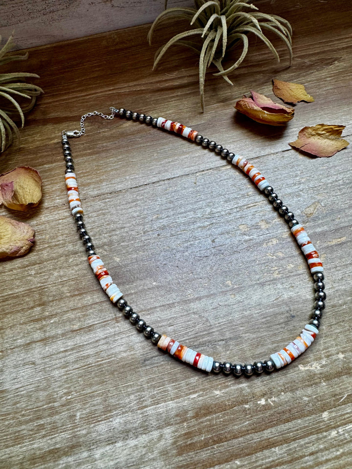 17-Inch Sterling Silver Pearl & Spiny Oyster Necklace Necklaces Shopify Collective The Bijoux FAB Jewelry The Bijoux FAB Jewelry