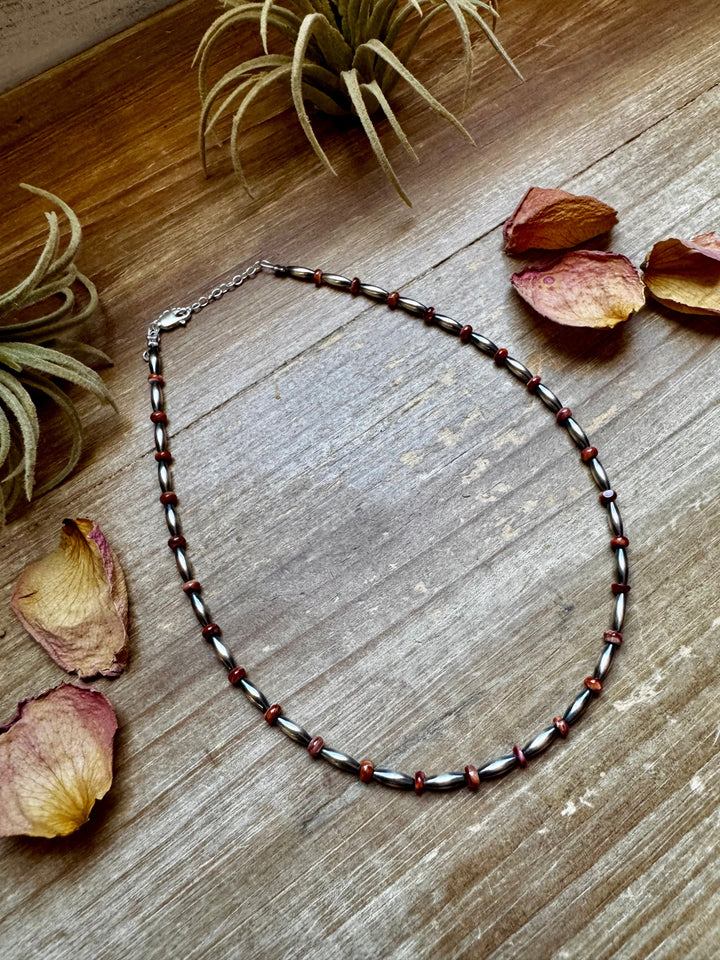 14-Inch Sterling Silver Torpedo & Spiny Oyster Heishi Choker Choker Shopify Collective The Bijoux FAB Jewelry The Bijoux FAB Jewelry