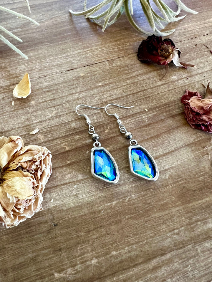Blue/green dangle and Sterling silver pearls earrings - cowgirl earrings Earrings Shopify Collective The Bijoux FAB Jewelry The Bijoux FAB Jewelry