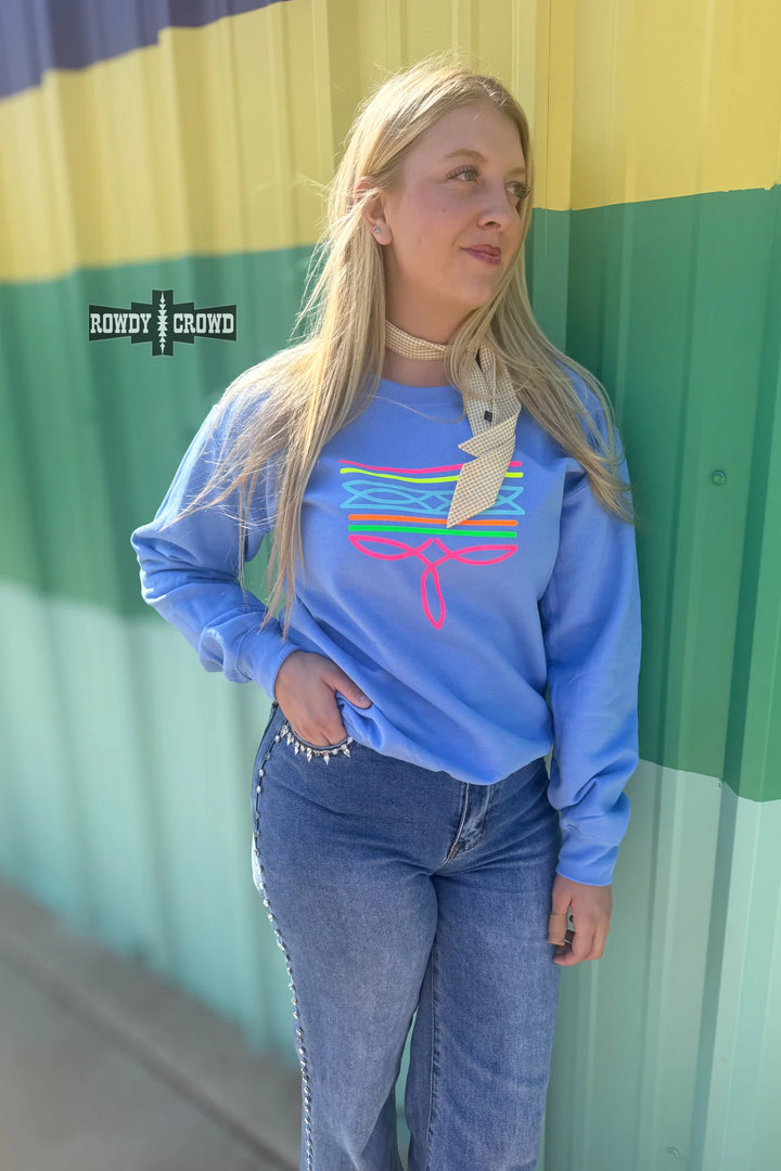 Rowdy Crowd Neon Boot Stitch Sweatshirt RC224
