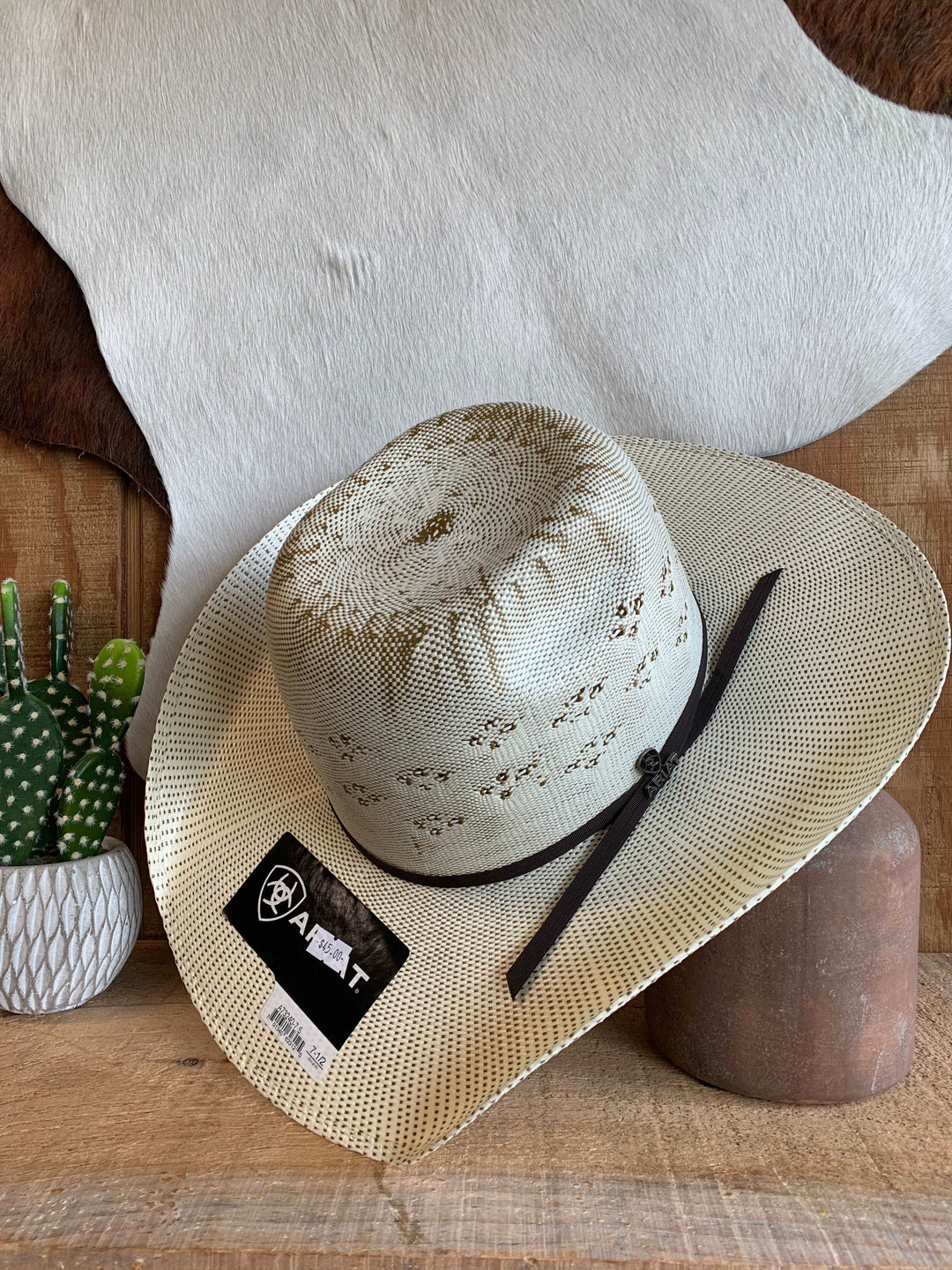 ARIAT BANGORA IVORY BROWN MAVRICK - HAT STRAWS ariat M & F