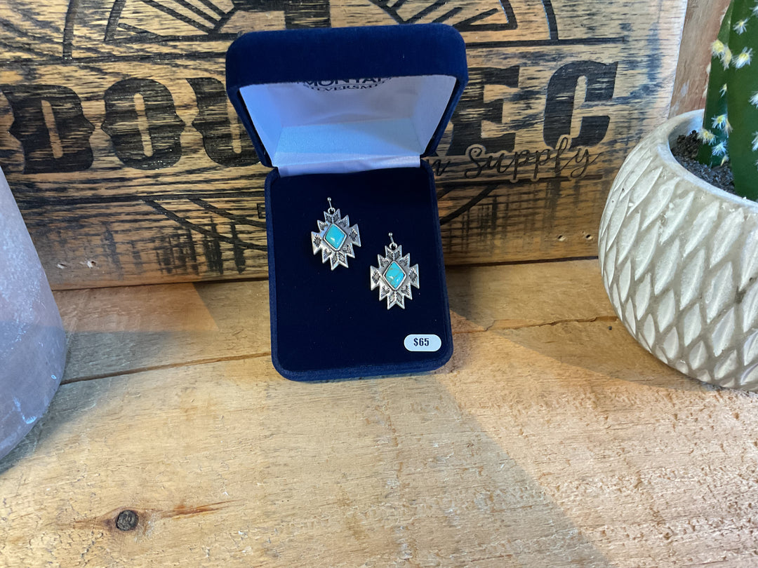 Montana Silversmiths Turquoise Star Pendant Earrings - ER5036 Earrings Women's Montana Silversmiths