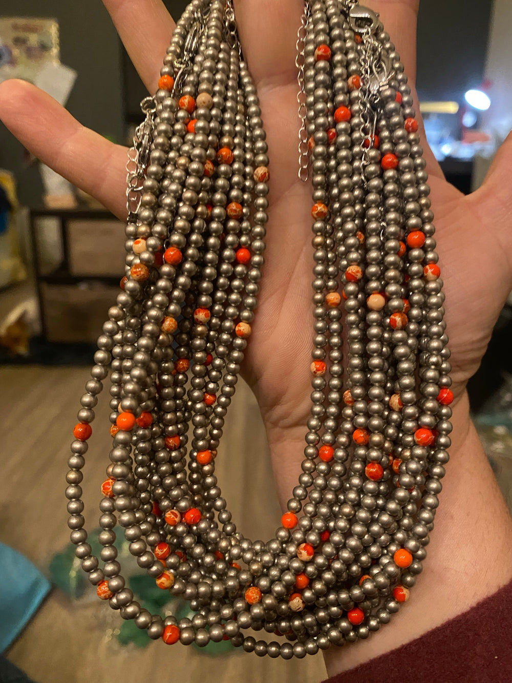 4 mm silver plated and orange choker Choker Shopify Collective The Bijoux FAB Jewelry The Bijoux FAB Jewelry
