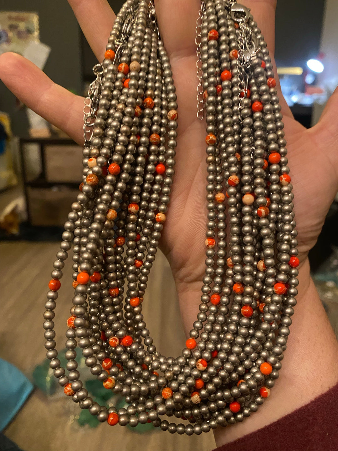 4 mm silver plated and orange choker Choker Shopify Collective The Bijoux FAB Jewelry The Bijoux FAB Jewelry
