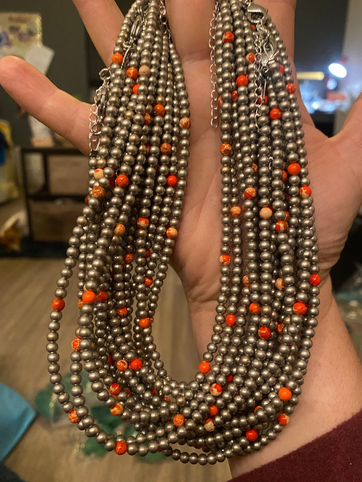 4 mm silver plated and orange choker Choker Shopify Collective The Bijoux FAB Jewelry The Bijoux FAB Jewelry