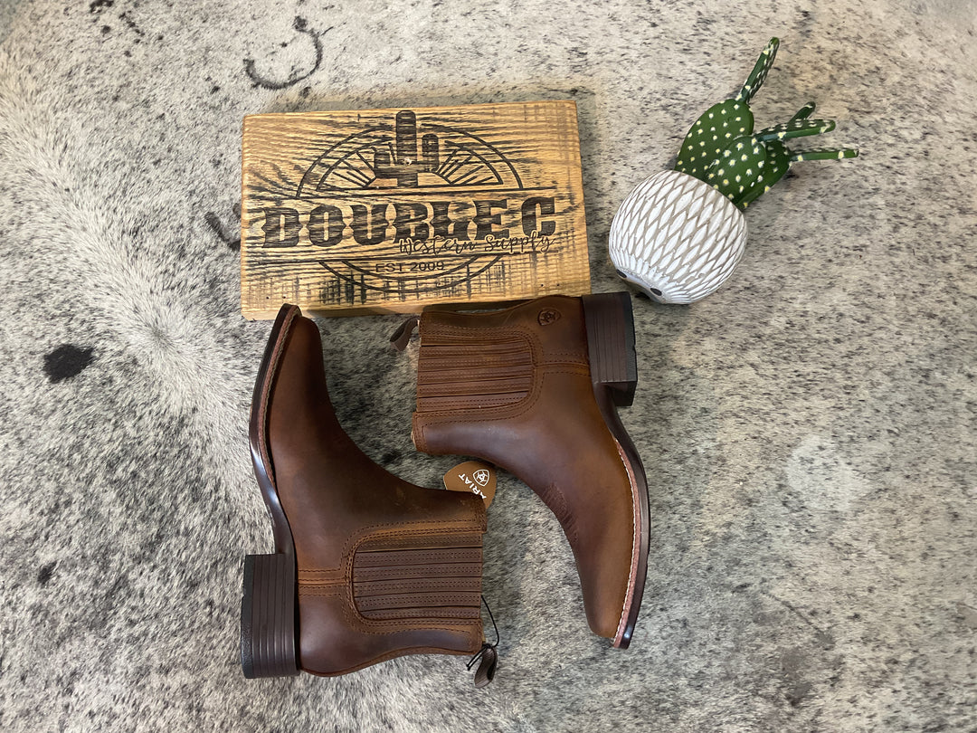 WMS Booker Chelsea Wide Square Toe Western Boot DISTRESSED BROWN 10063973 Boots ariat ariatfootwear Women's Ariat