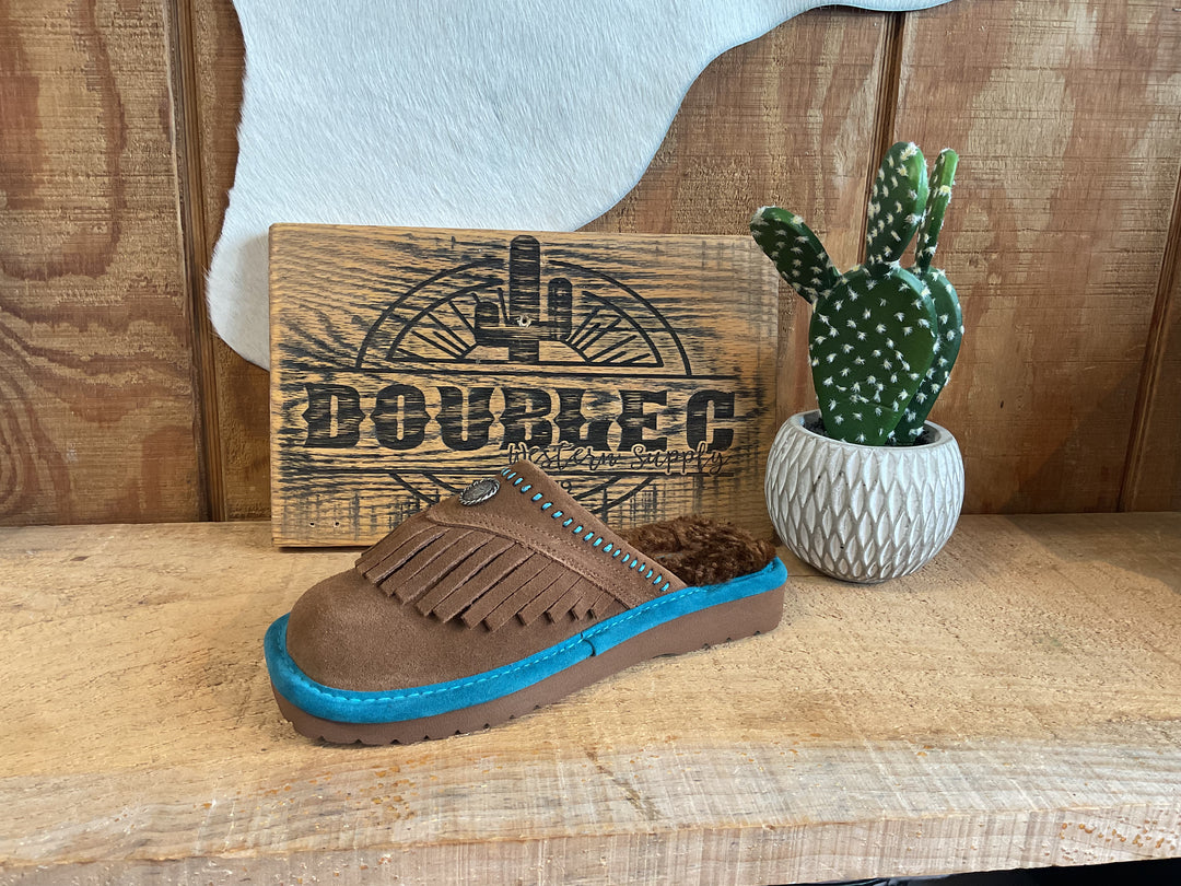 Ariat Womens Jackie Square Toe Exotic Fringe AR2830 Slippers ariat ariatfootwear ariatwomens Women's Womens Shoes Ariat