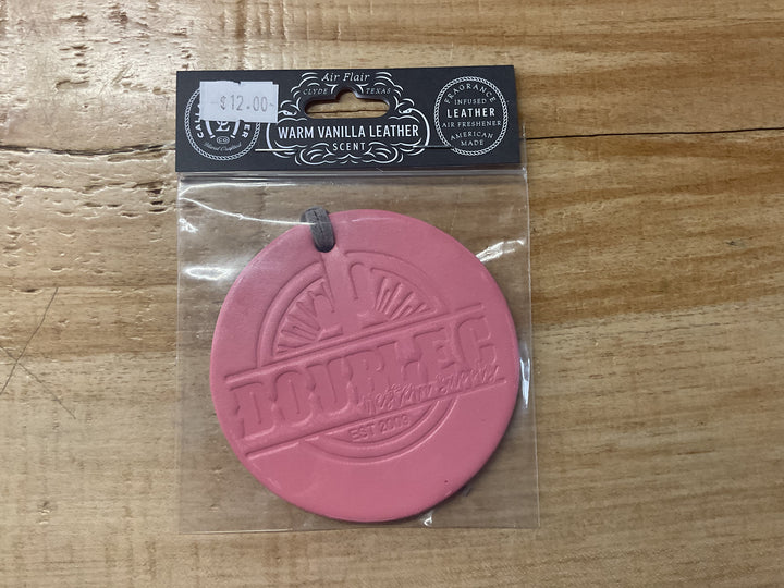 Double C Logo Air Freshner - Round Warm Vanilla Leather Pink Callahan Leather Co.