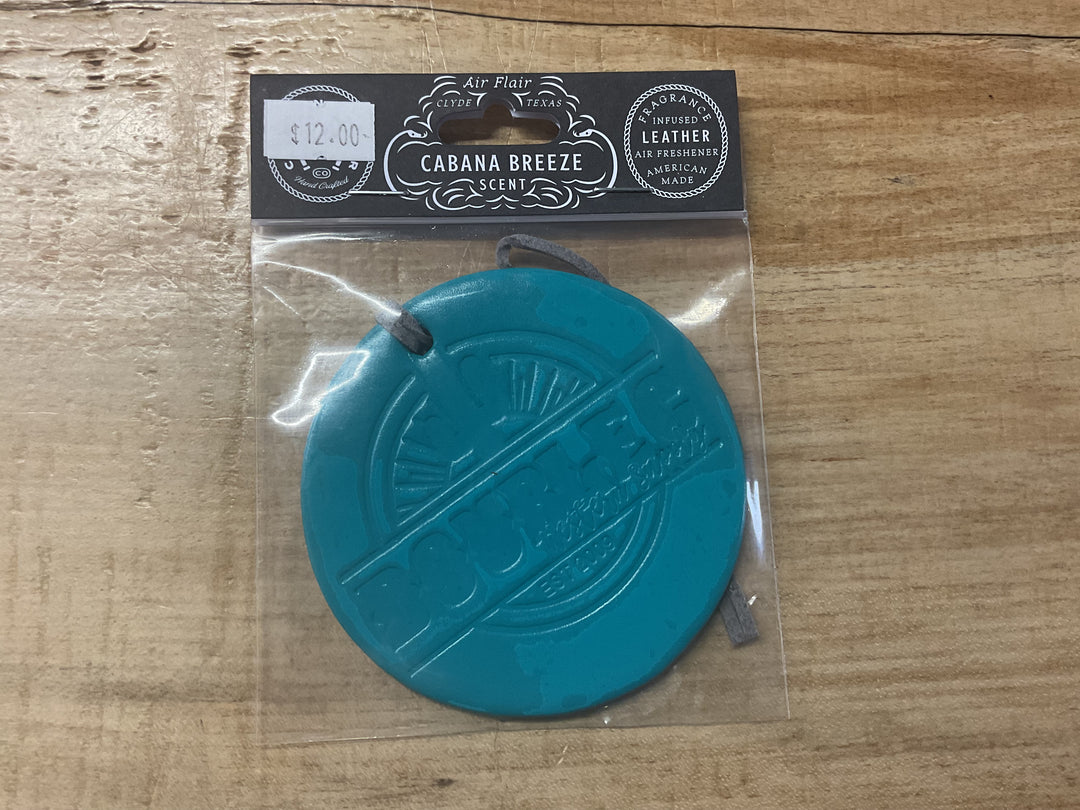 Double C Logo Air Freshner - Round Cabana Breeze Turquoise Callahan Leather Co.