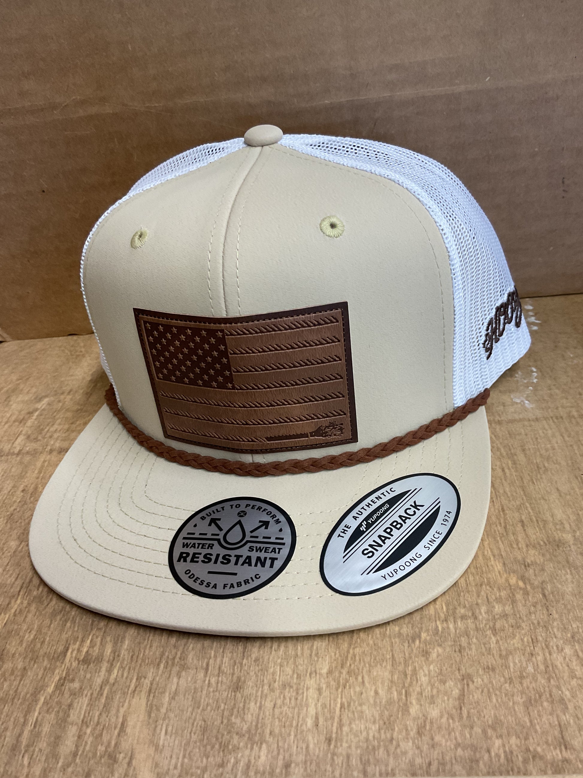 Hooey Liberty Roper Tan/White With Leather Flag Patch 2610T-TNWH Cap Hooey