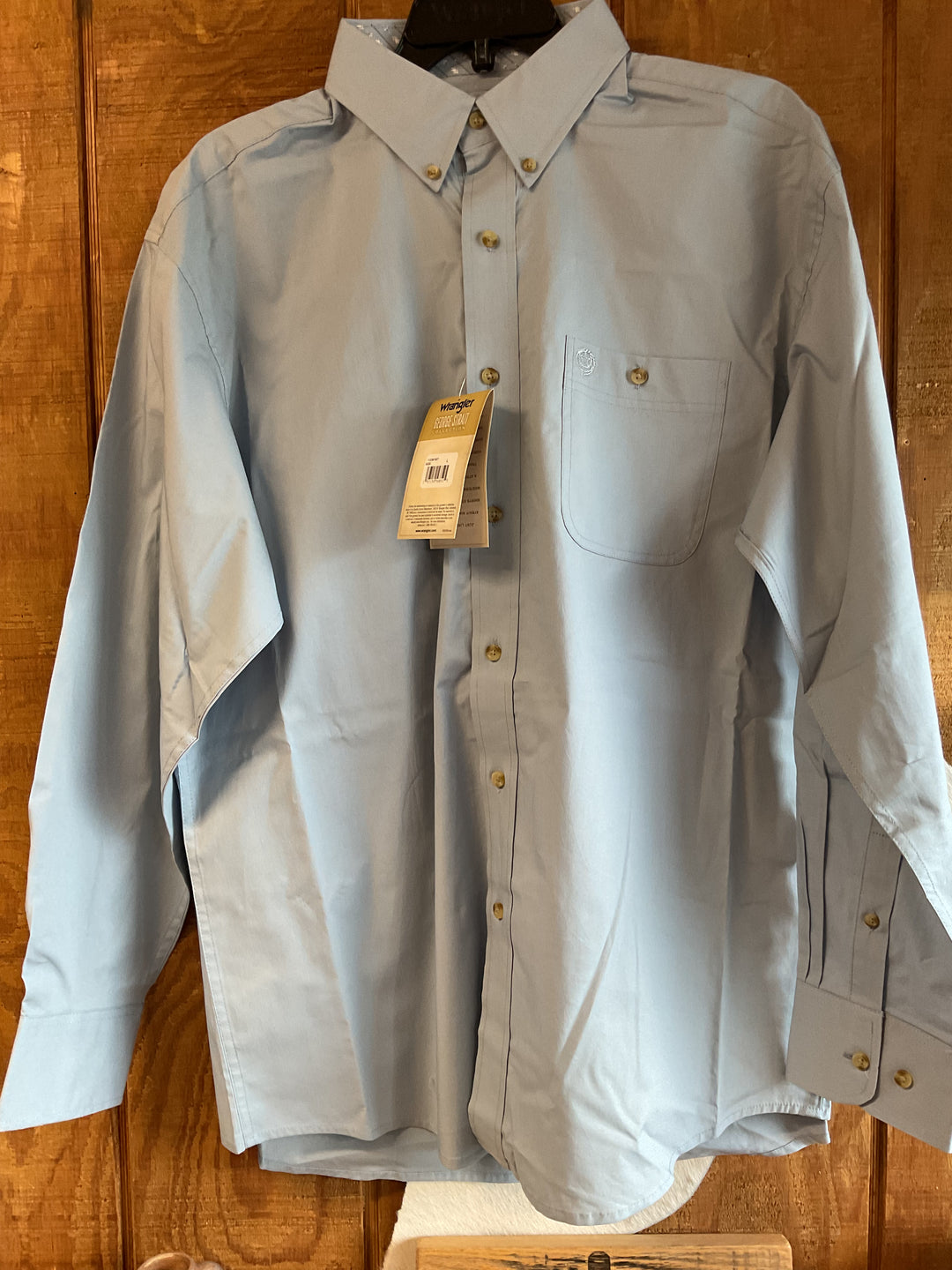 Wrangler Men's George Straight One Pocket Shirt L Light Blue