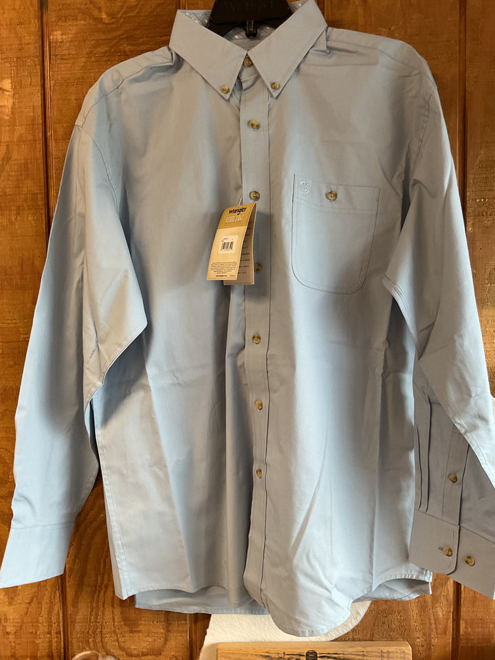 Wrangler® George Strait Collection One Pocket Long Sleeve Shirt - Relaxed Fit - Blue - 112381957 Shirt Button Down Long Sleeve Men's Wrangler Wrangler