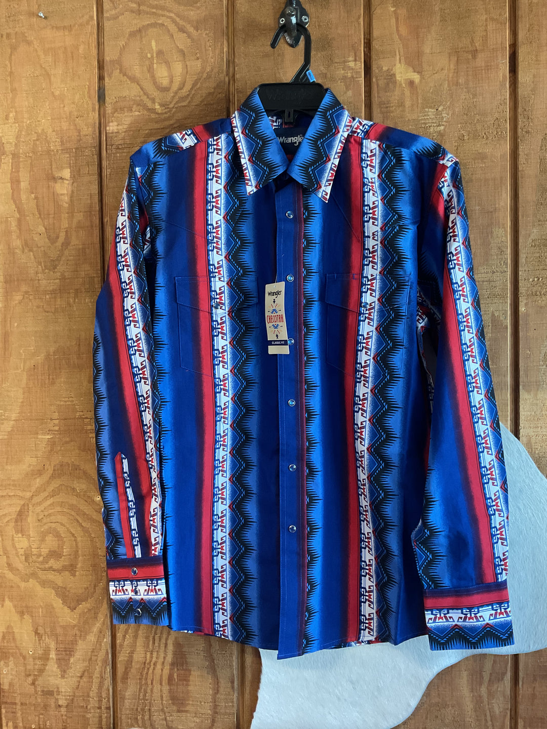 Checotah® Dress Western Long Sleeve Shirt - Classic Fit - Blue - 112384295 Shirt Long Sleeve Men's Shirt Snap Shirt Wrangler Wrangler
