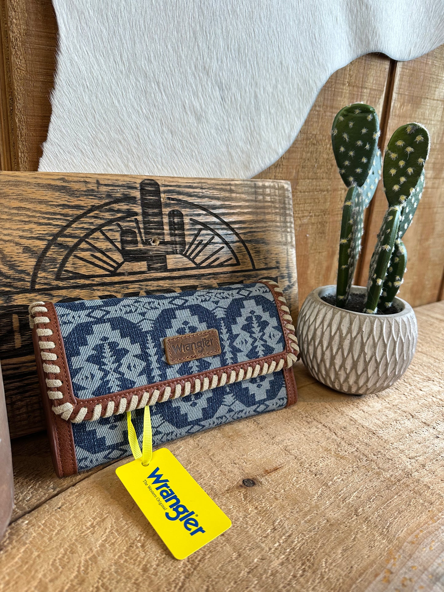 Wrangler Southwestern Print Wallet/Wristlet/Shoulder Bag - Jean WG2212-W012 wallet WRANGLER