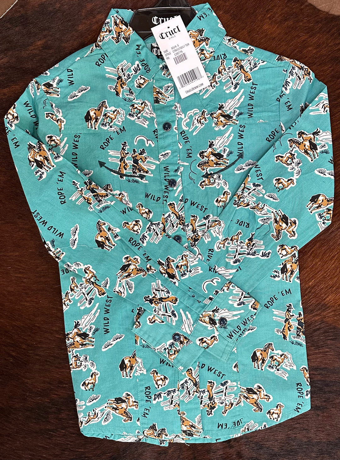 Cinch Girls L/S Snap Turquoise cruel girl girls Cinch