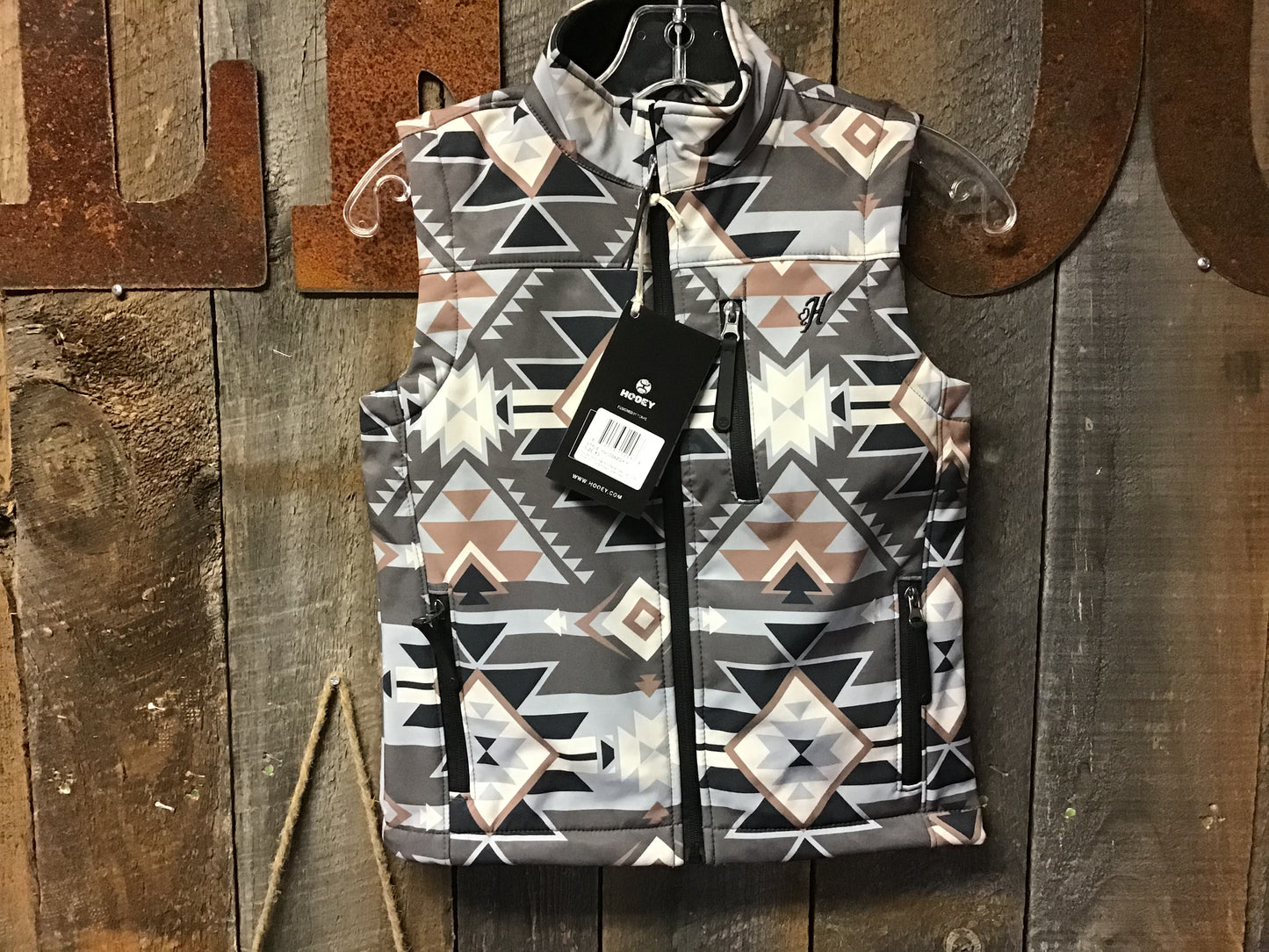 Hooey Youth Boys Softshell Vest Tan/Gray Aztec Hooey