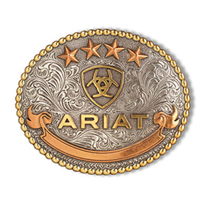 Ariat® Oval Bead Edge Ariat Logo Antique Silver / Gold