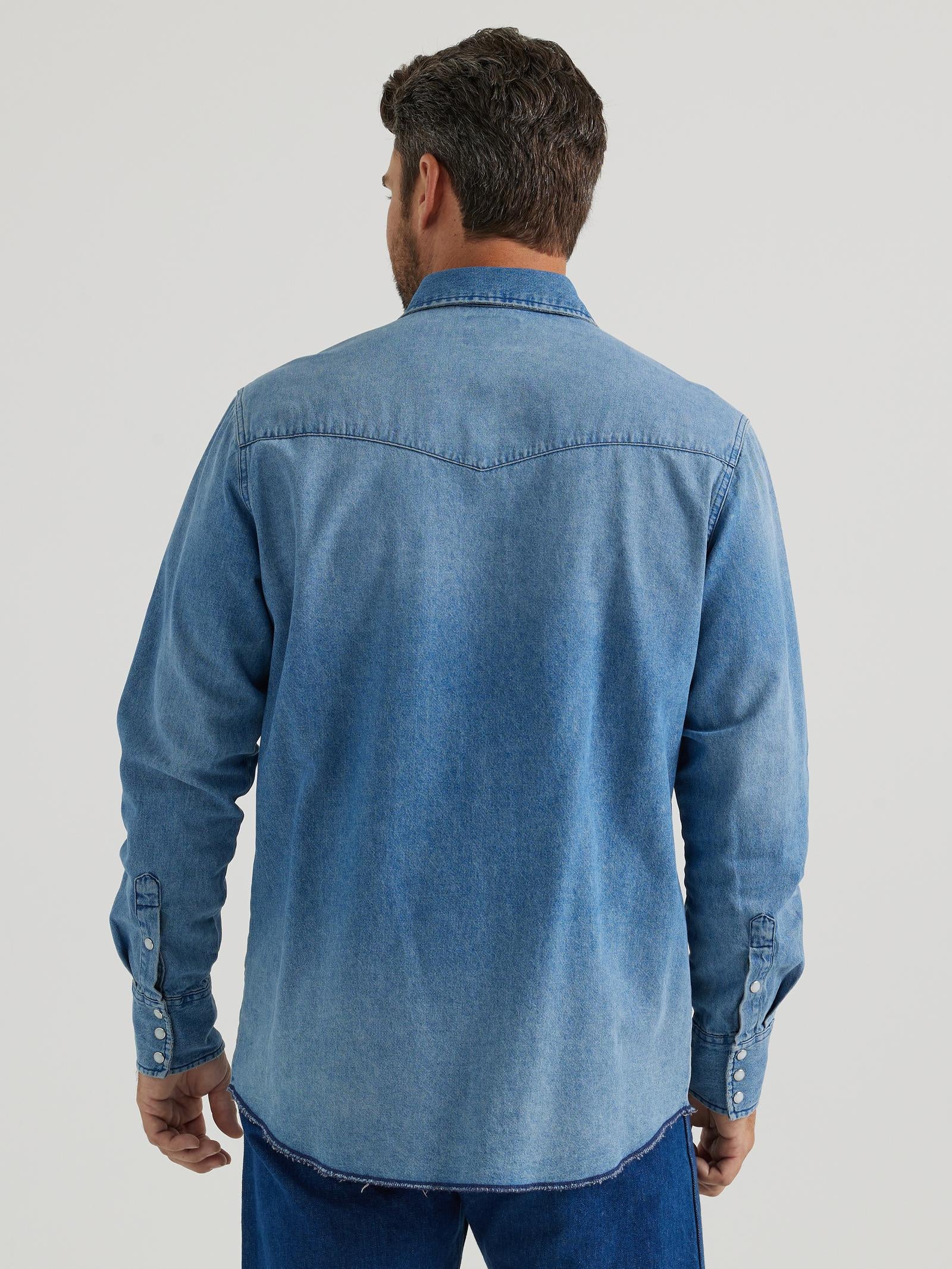 Wrangler® Vintage Inspired Long Sleeve Denim Shirt - Medium Wash Shirt Wrangler