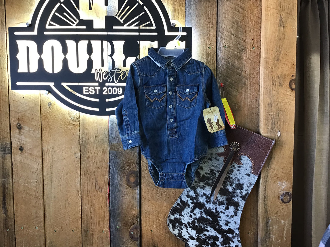 Wrangler® Baby Long Sleeve Shirt - Denim Onesie Wrangler