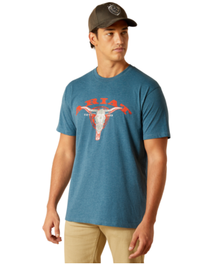 MNS Ariat Abilene Skull T-Shirt STEEL BLUE HEATHER Ariat