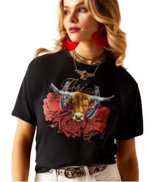 WMS Steer Rodeo Quincy T-Shirt BLACK ariat Women's Ariat