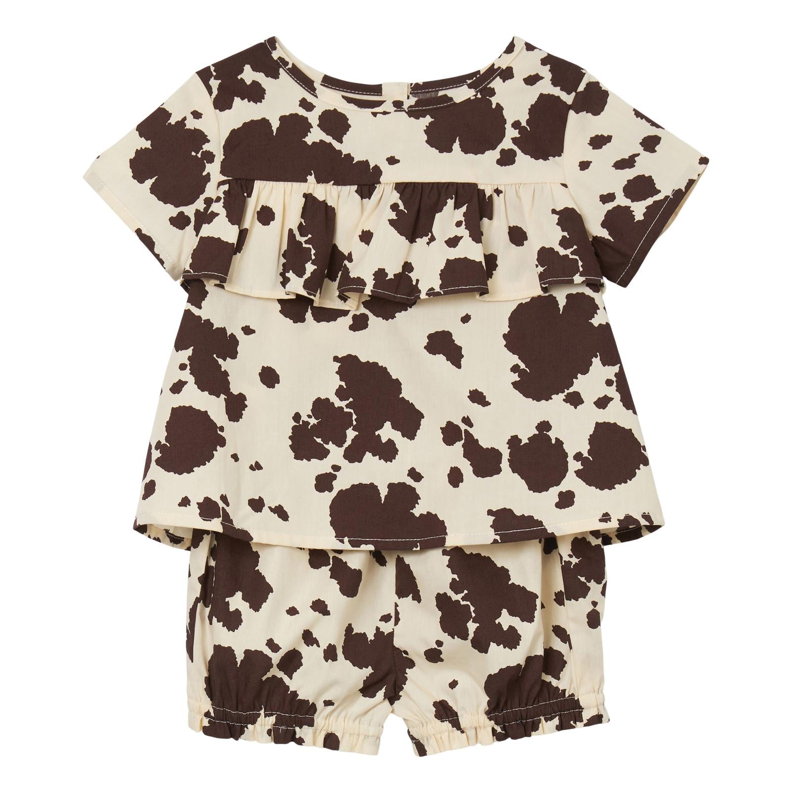 Wrangler® Baby Girl Top & Blommer - Brown/Cream Wrangler