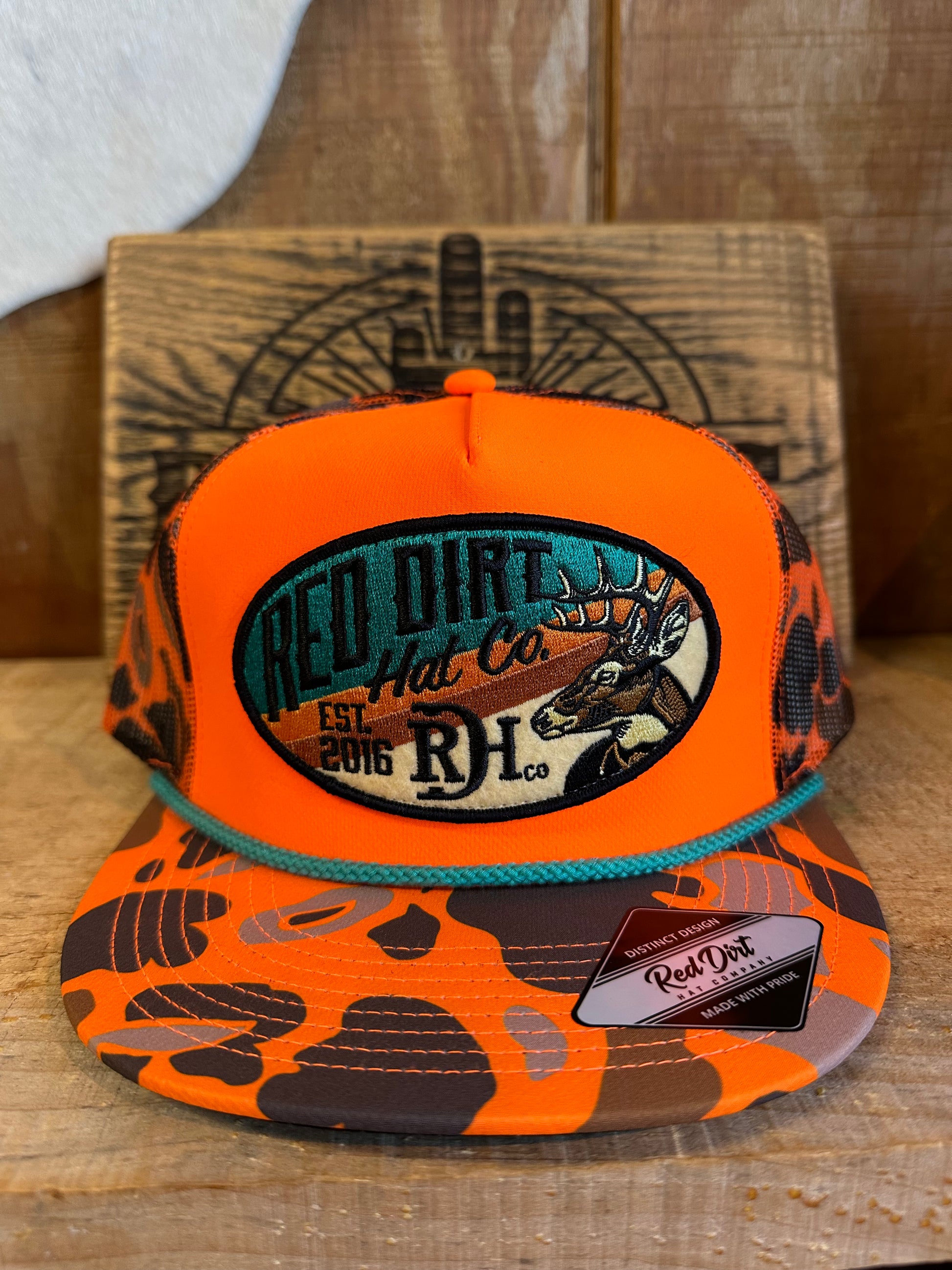 Red Dirt Hat Company - Safety Orange / Camo Cap Red Dirt