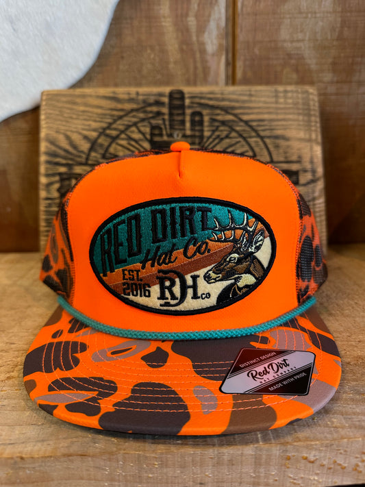 Red Dirt Hat Company - Safety Orange / Camo Cap Red Dirt
