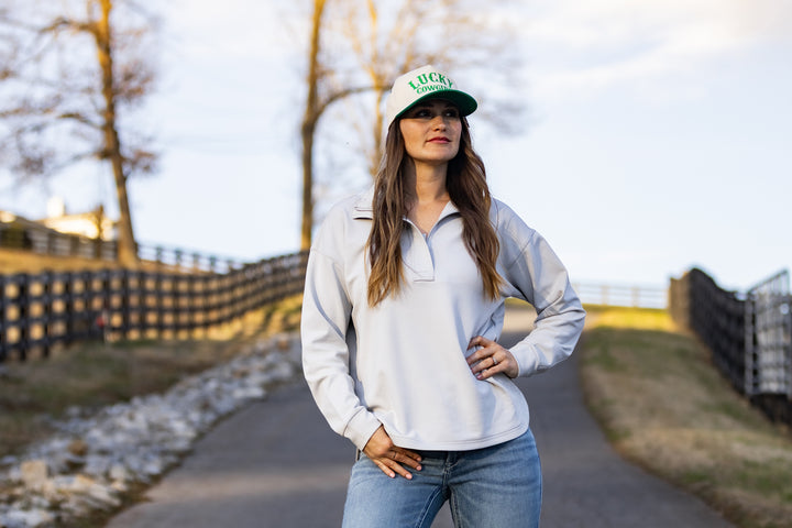 WMS Breeze Logo 1/2 Zip Sweatshirt QUIET GREY 10071258 Pullover ariat ariatwomens Women's Ariat