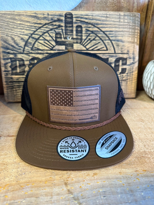 Hooey "Liberty Roper" Brown/Black w/Leather Patch - 2510T Cap Hooey