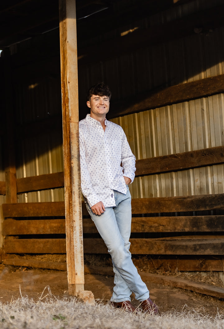 Wrangler® X Cody Johnson Long Sleeve Shirt - Classic Fit - Buttons - Blue Multi 112374486 Shirt Men's Wrangler Wrangler