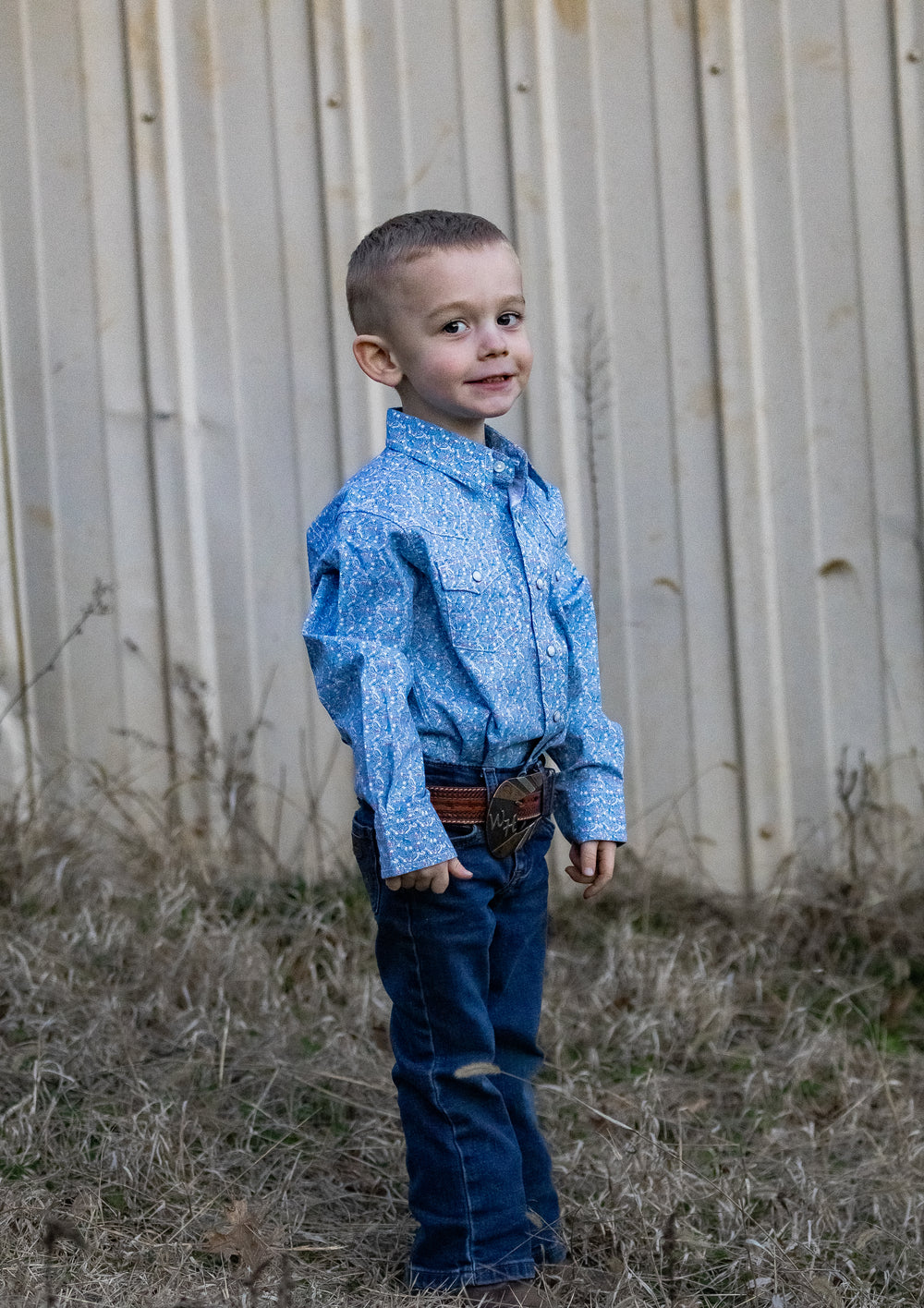 Boys 20X Advanced Comfort Long Sleeve Shirt - Blue 112374376 Shirt boys Wrangerkids Wrangler Wrangler