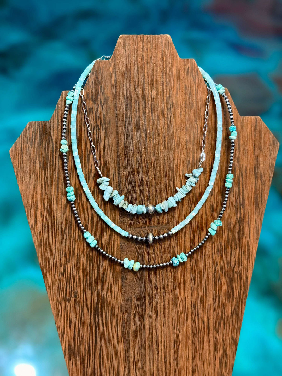 Larimar & Turquoise Stack – 3 Piece Layered Necklace Set set Shopify Collective The Bijoux FAB Jewelry The Bijoux FAB Jewelry